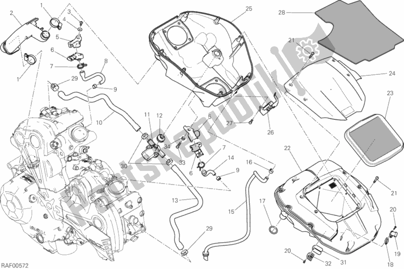 All parts for the Intake of the Ducati Diavel Xdiavel Sport Pack Brasil 1260 2019